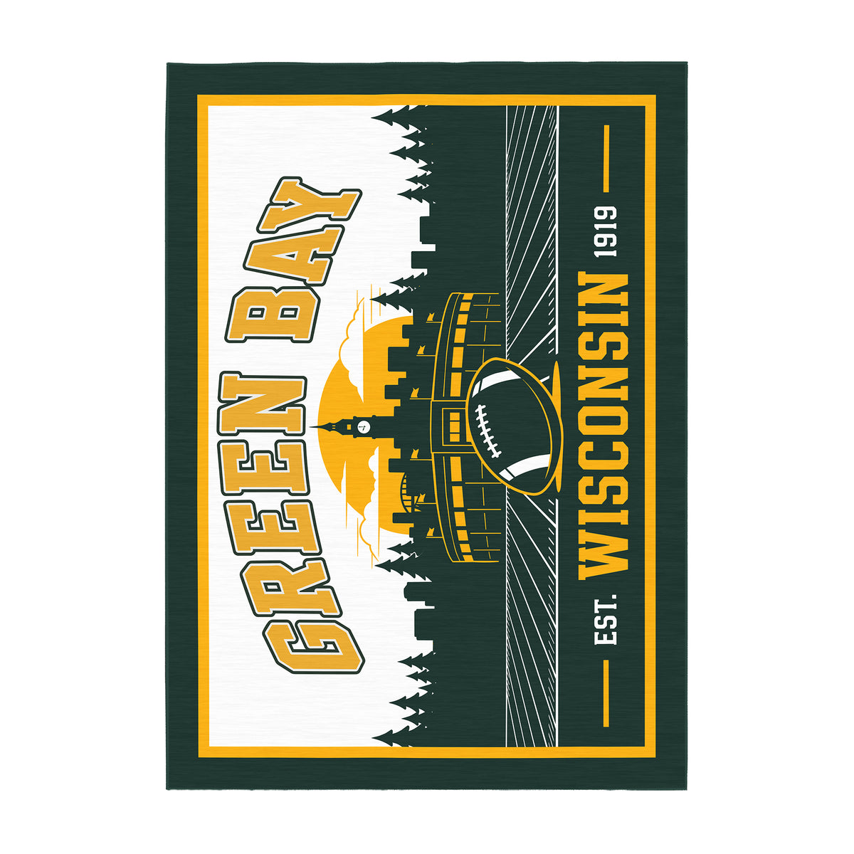 Green Bay Football Machine Washable Rug