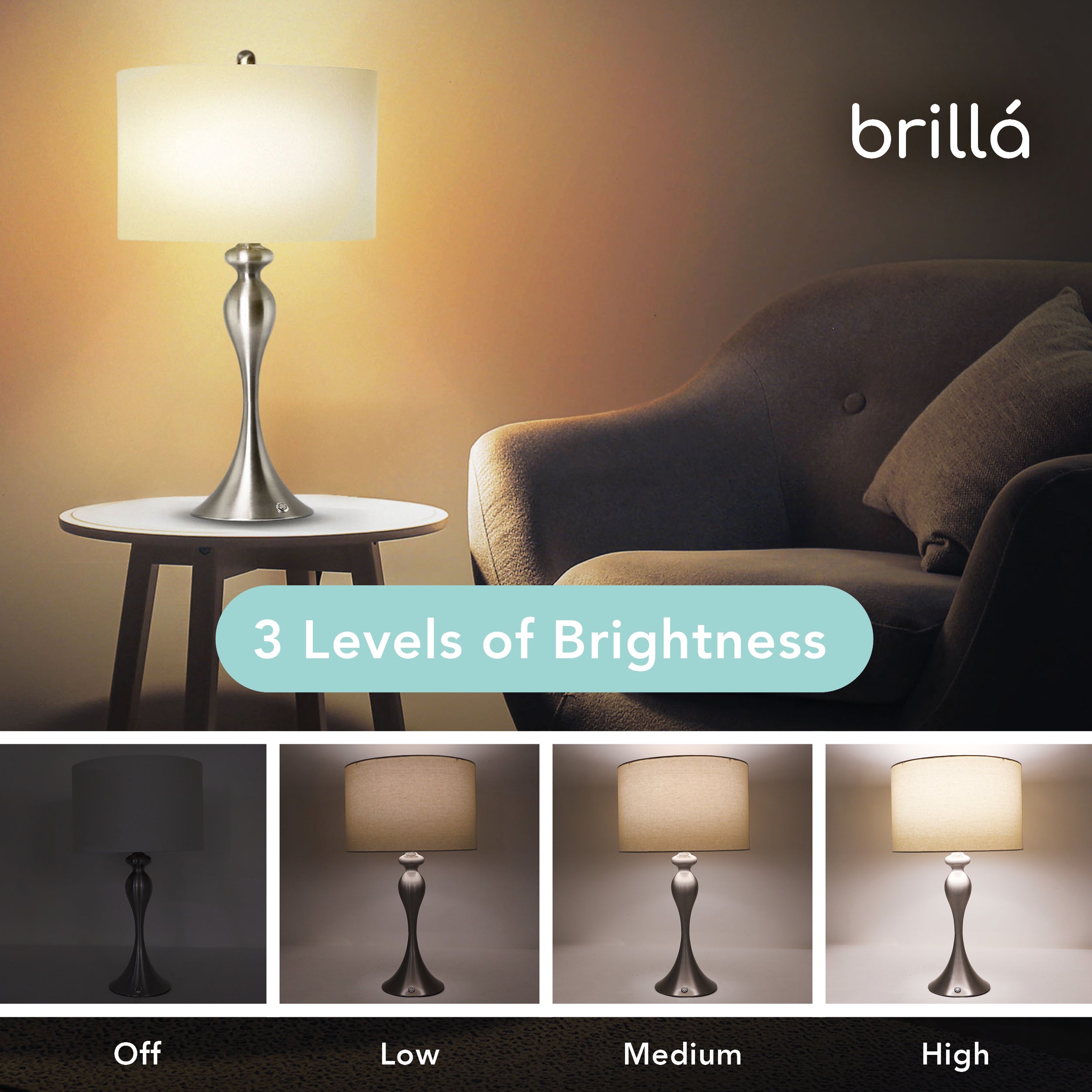 Brillá Metal LED Rechargeable Power Outage Everyday Lamp - 25.5"