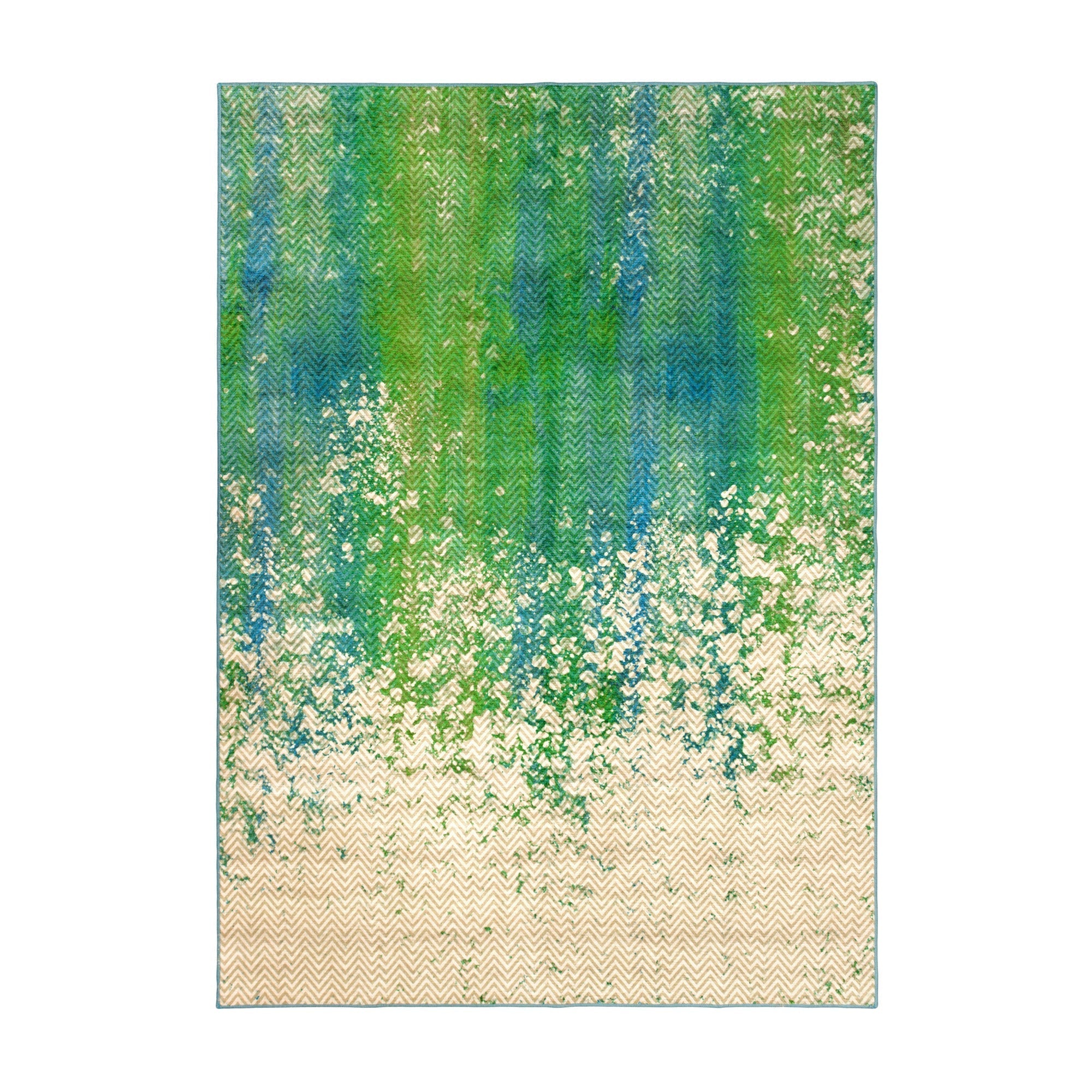 Hazel Chevron Teal Bedroom Washble Rug