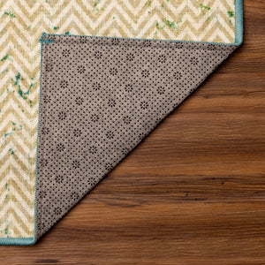 Hazel Chevron Teal Washable Rug