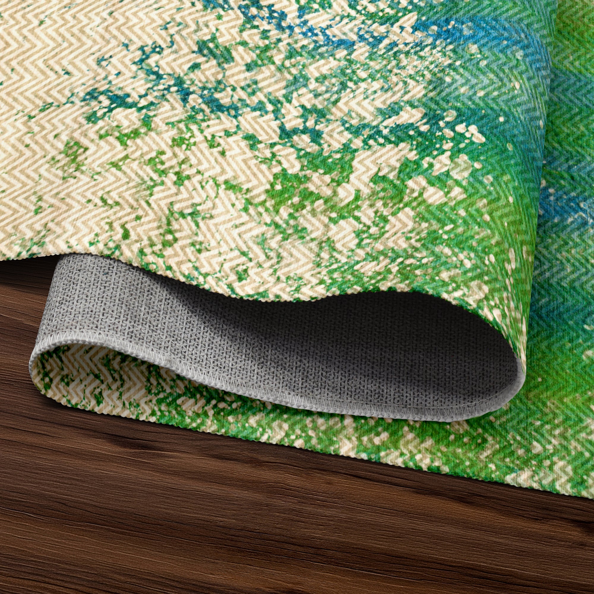 Hazel Chevron Teal Washable Rug