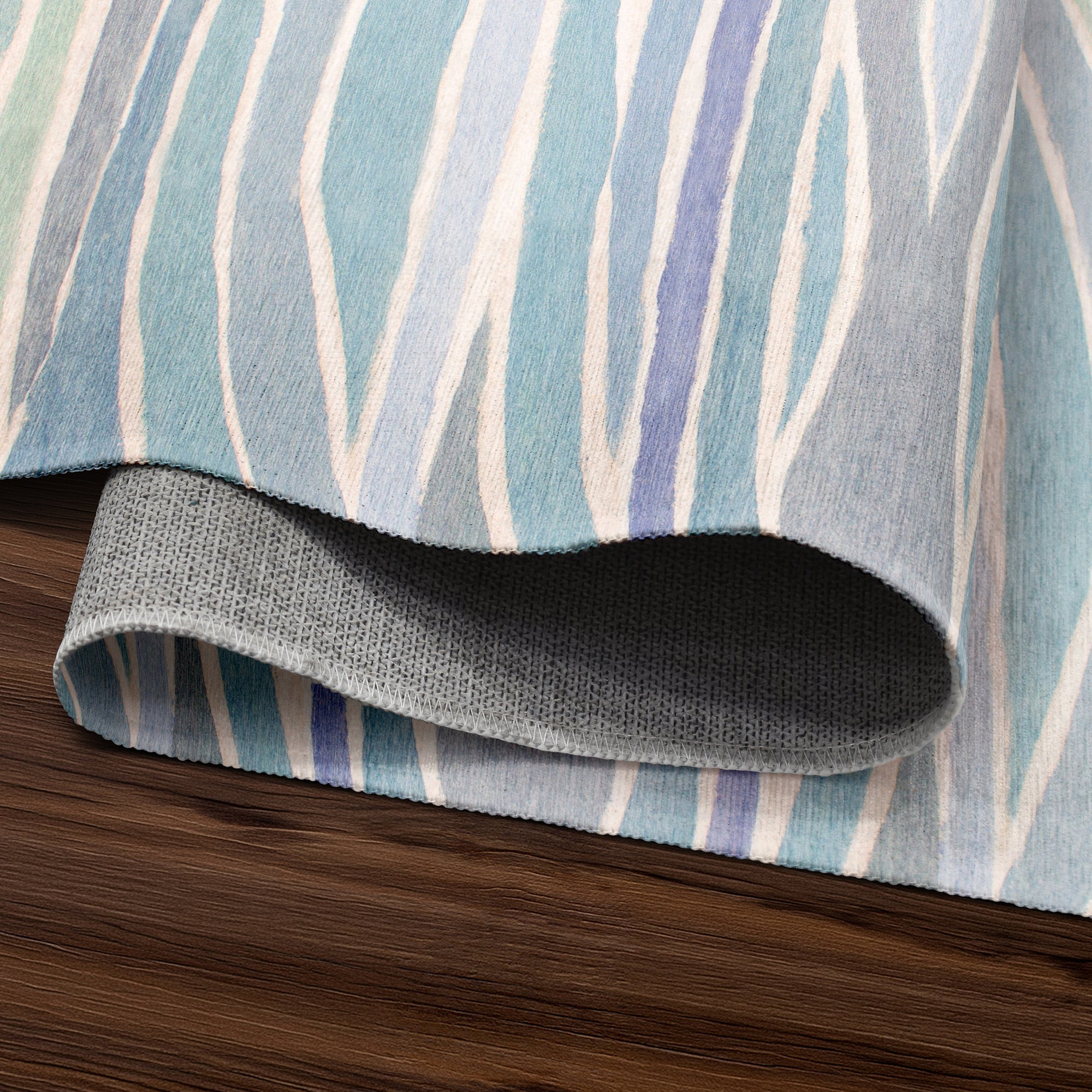 Waves Ocean Blue Dining Room Washable Rug