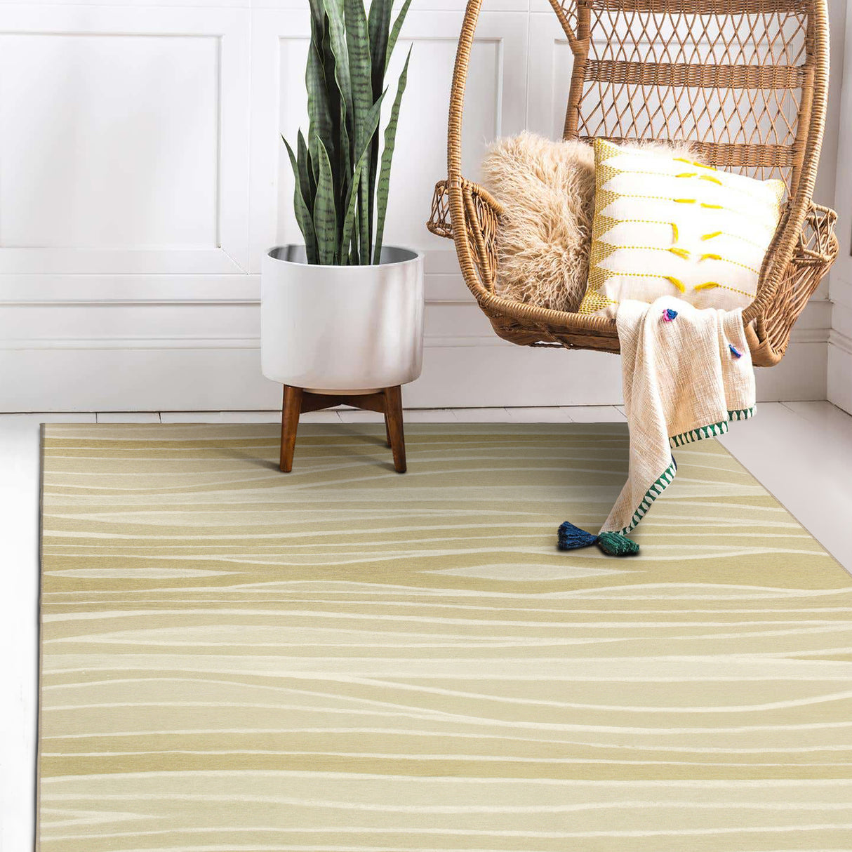 Waves Natural Washable Rug