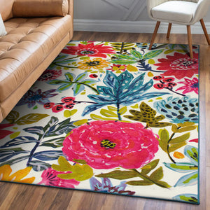 Floral Bloom Multicolor Washable Rug