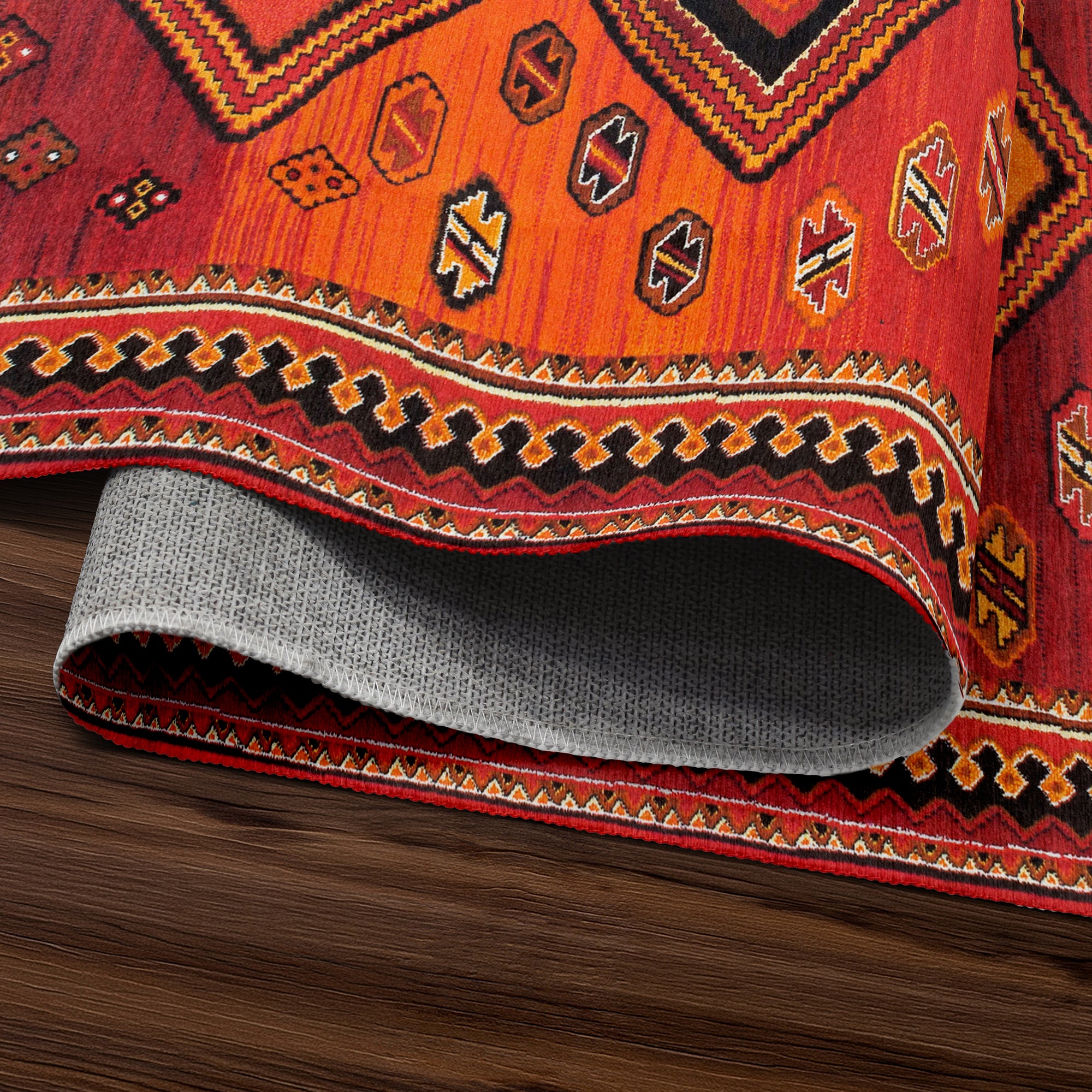 Phoenix Kilim Garnet Bedroom Washable Rug