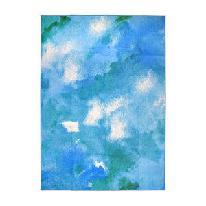 Watercolor Aqua Washable Rug