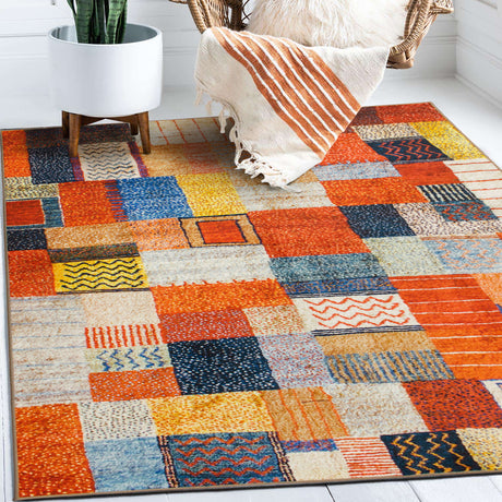 Patchwork Multicolor Washable Rug