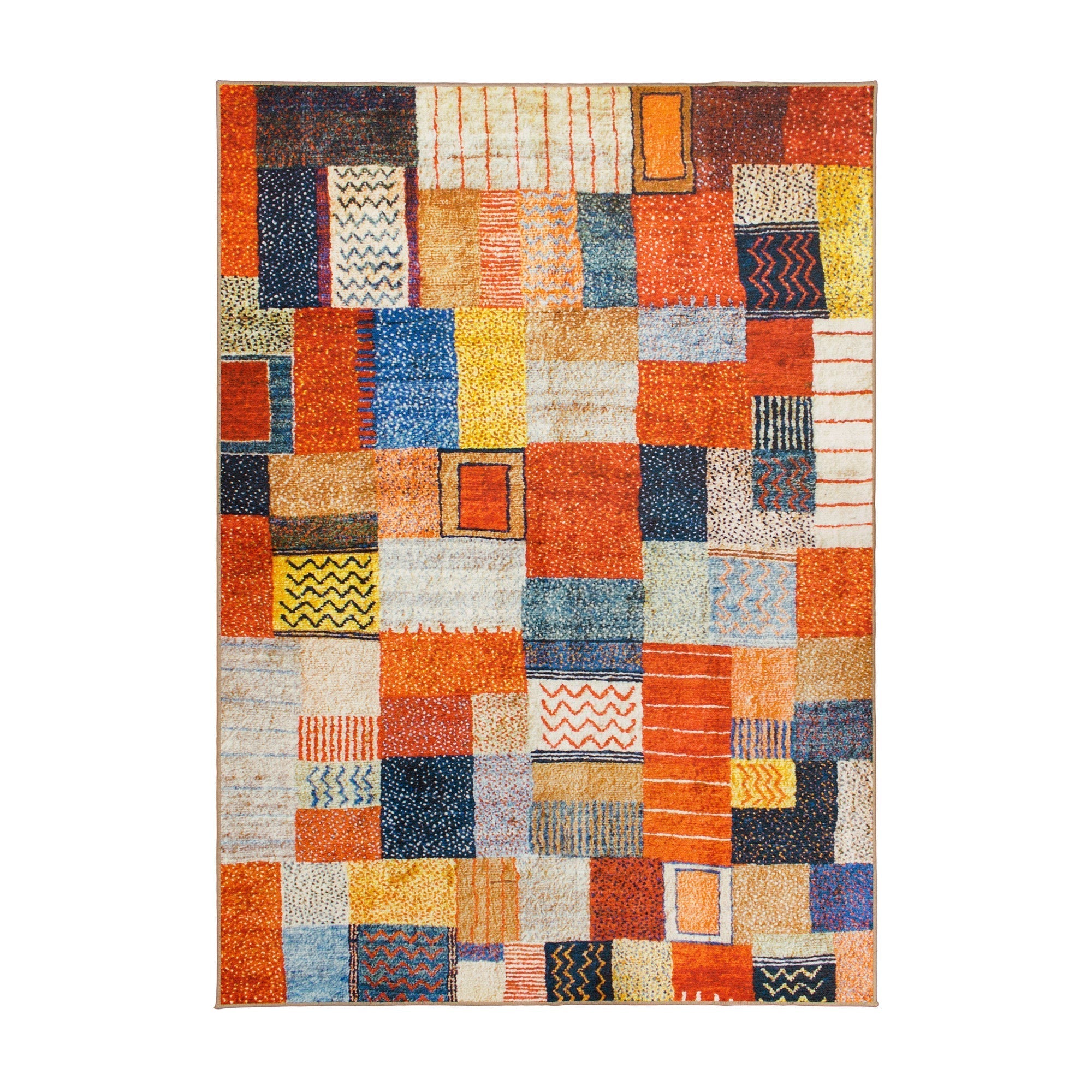 Patchwork Multicolor Bedroom Washble Rug