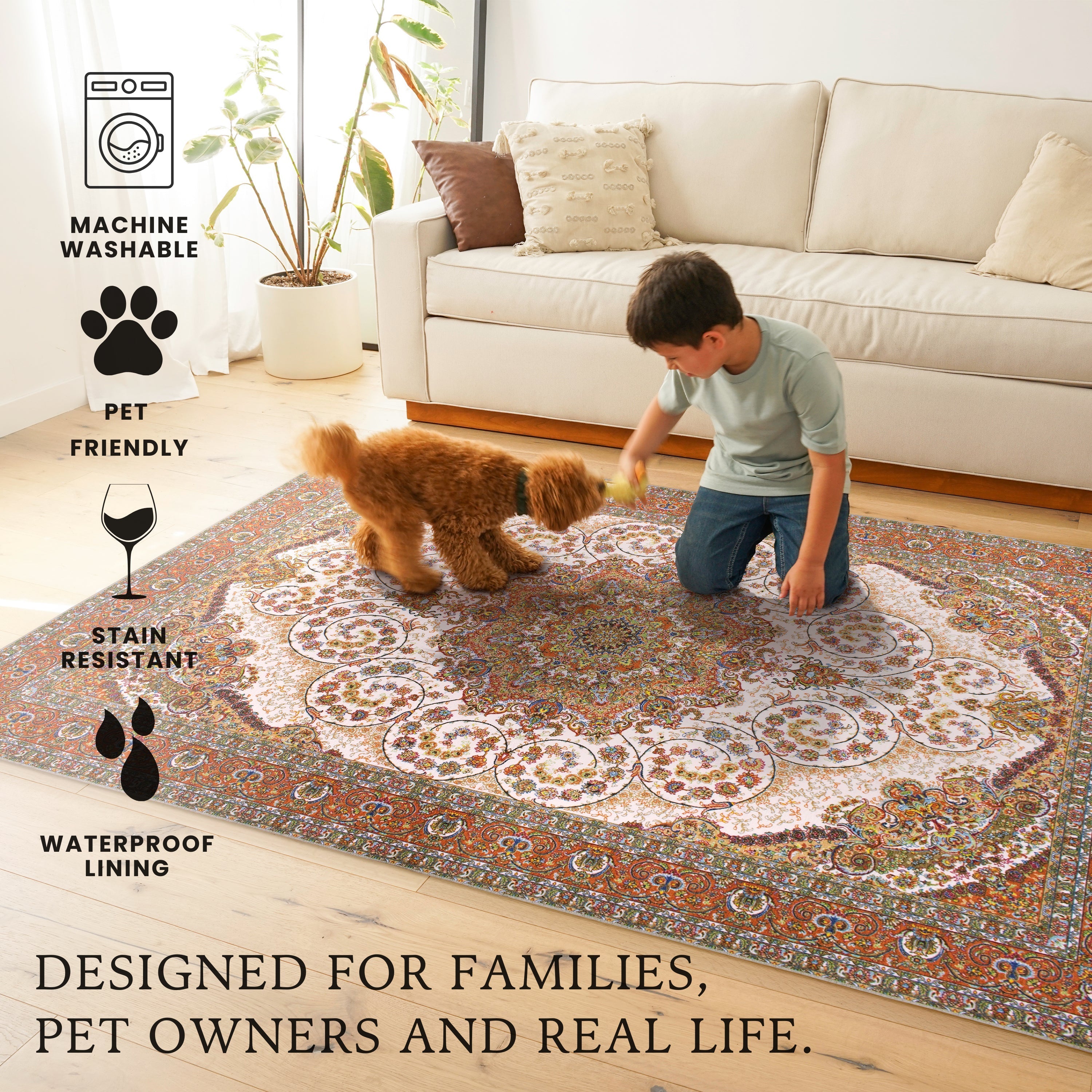 Zahara Amber Washable Rug