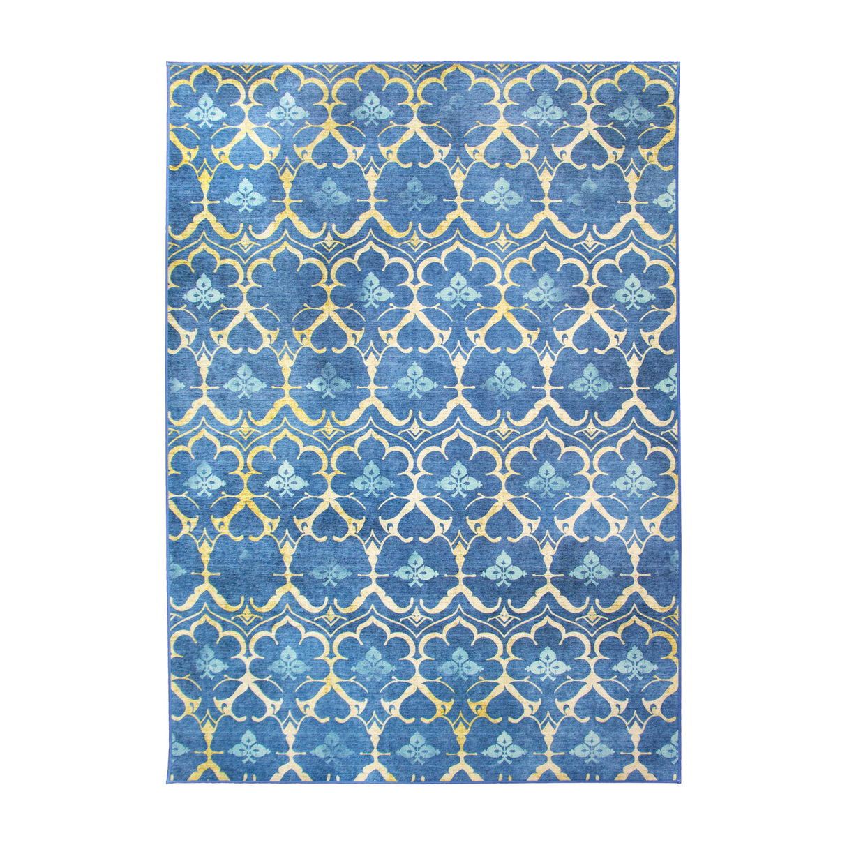 Leilani Damask Blue Washable Rug