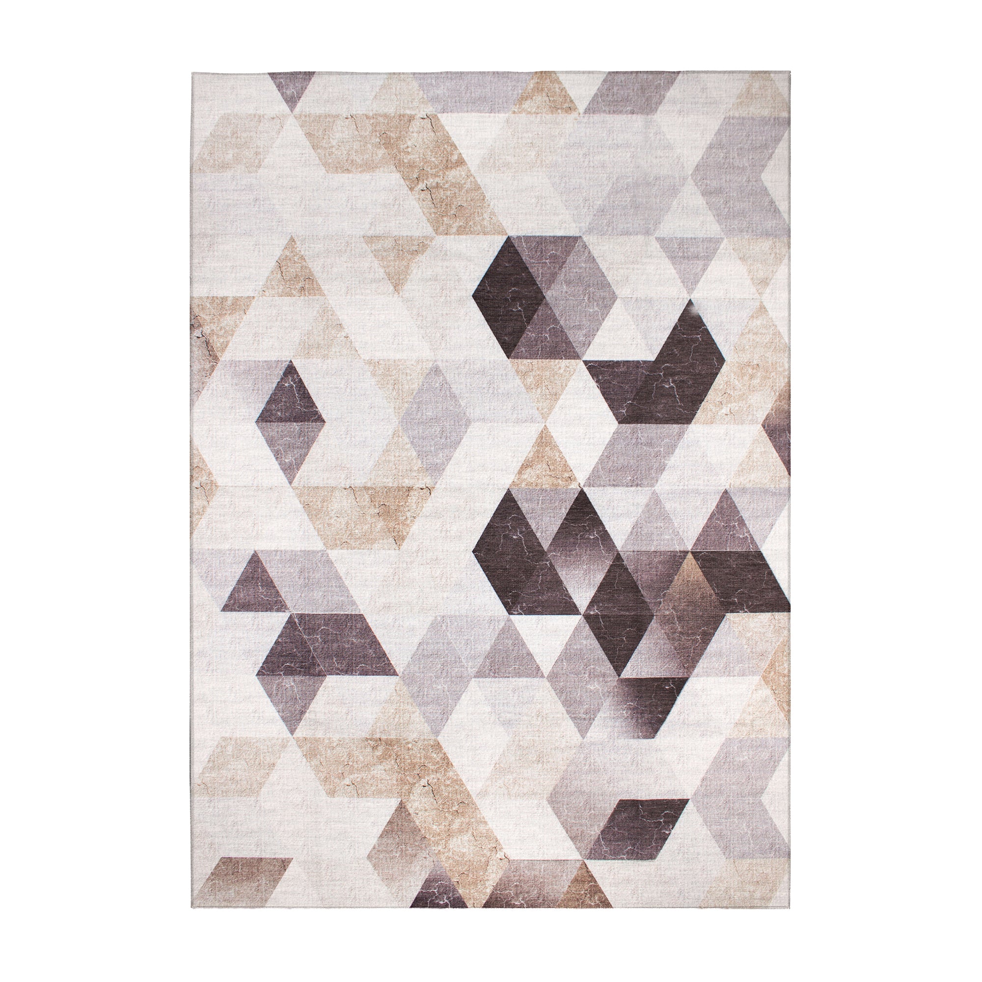 Lattice Geometric Neutral Bathroom Washable Rug