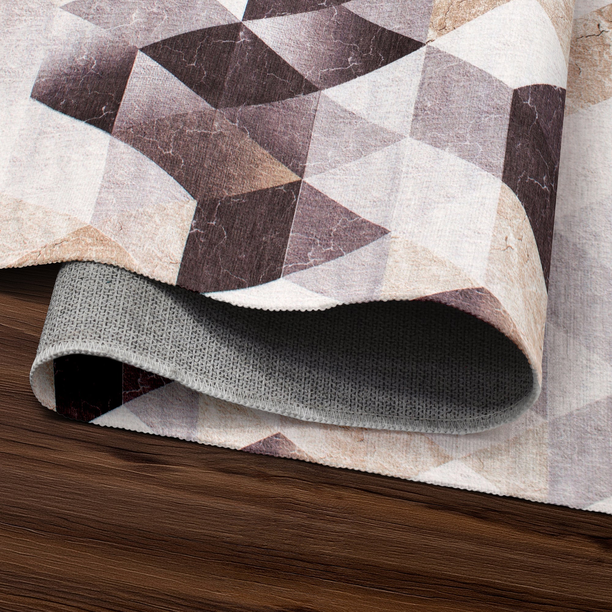 Lattice Geometric Neutral Washable Rug