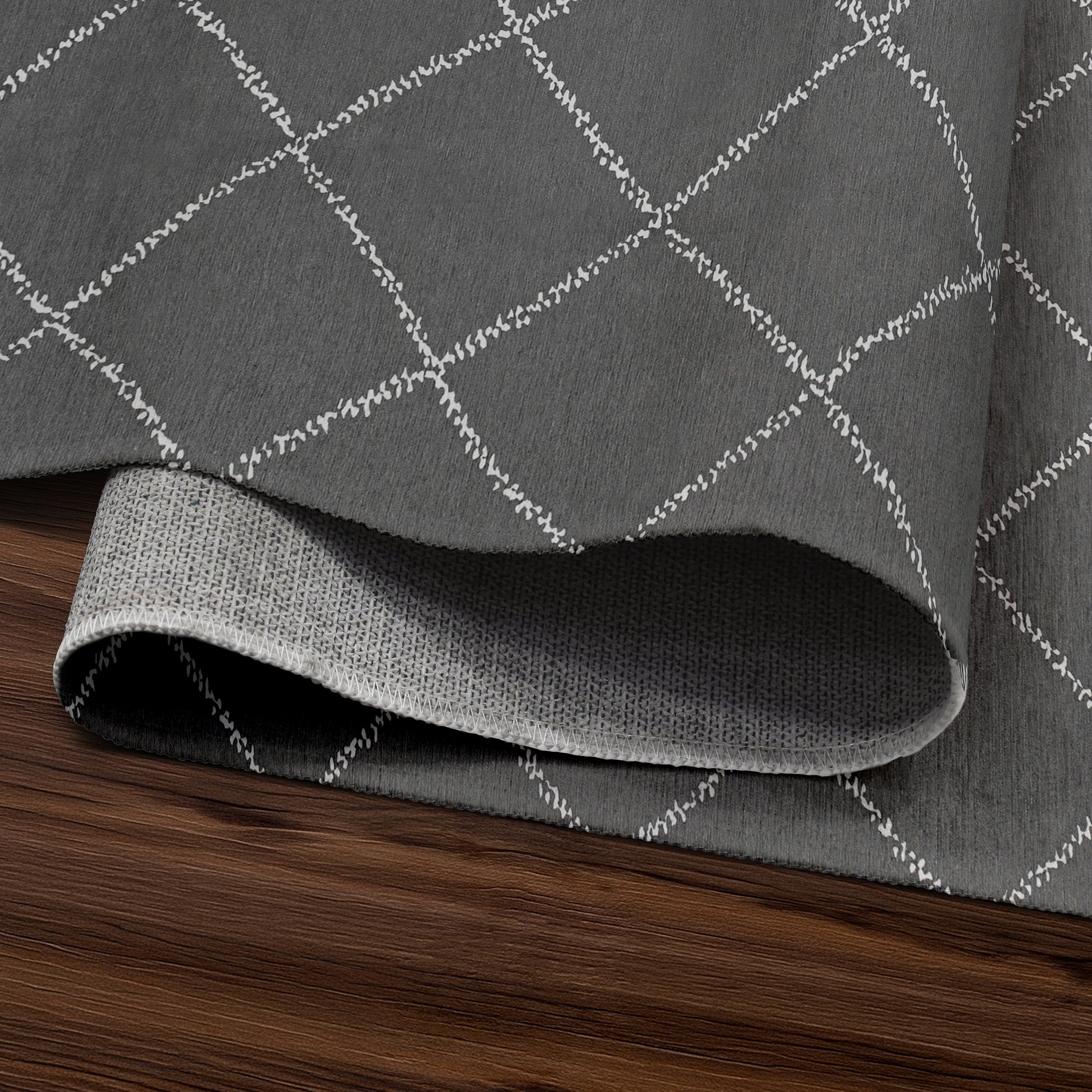 Medina Moroccan Diamond Grey Washable Rug