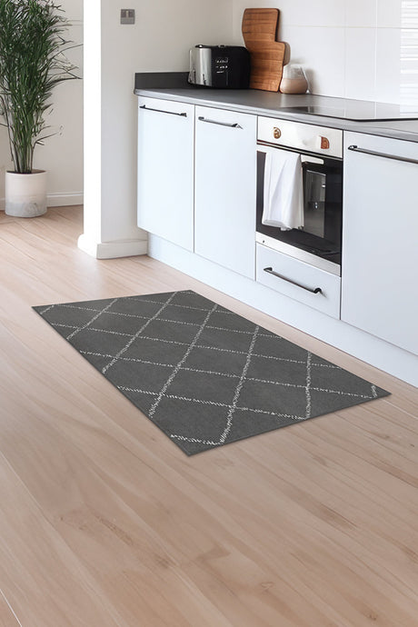 Medina Moroccan Diamond Grey Washable Rug