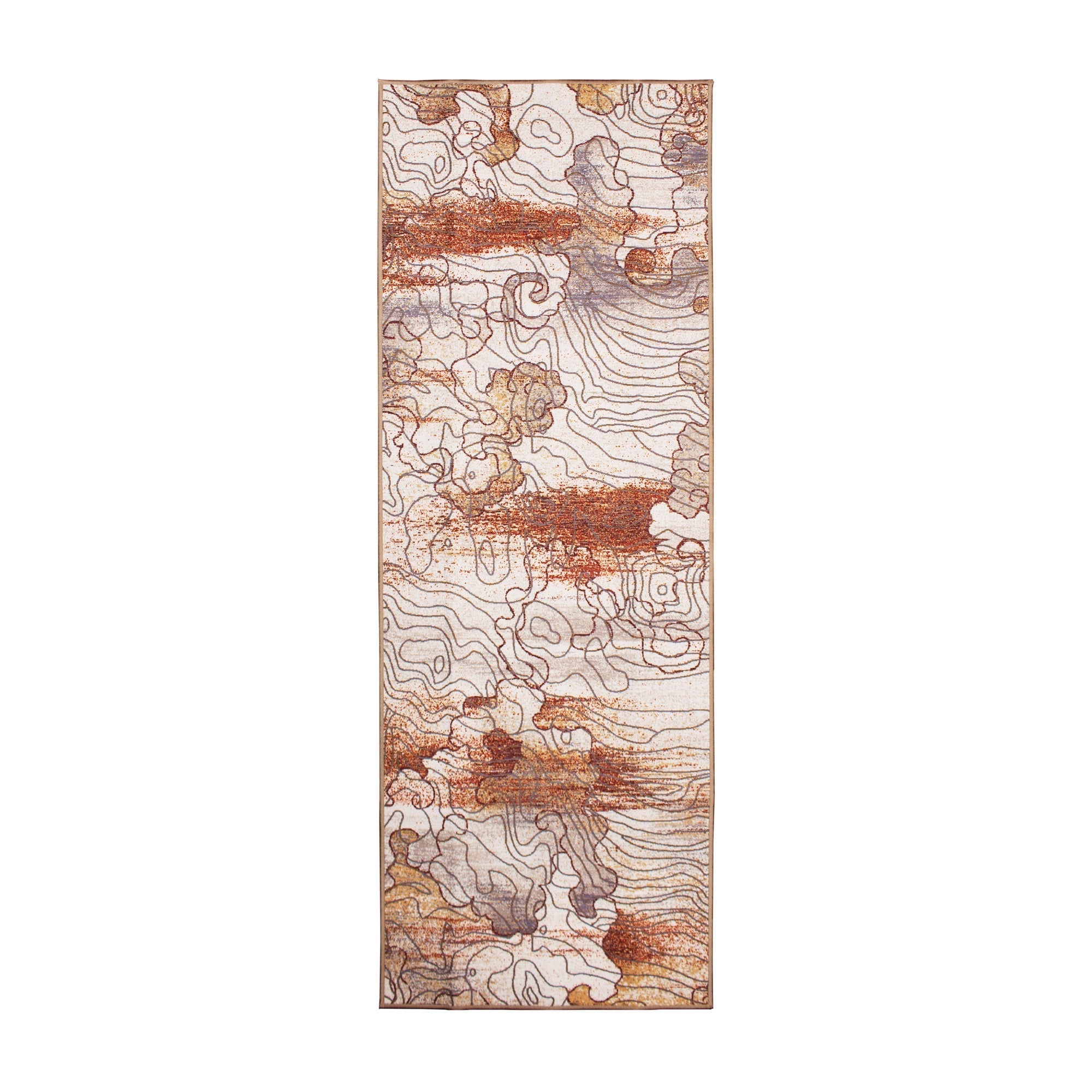 Vienna Abstract Natural Bedroom Washble Rug