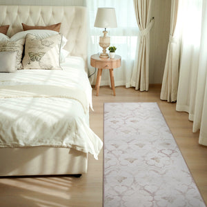 Leilani Damask Ivory Washable Rug