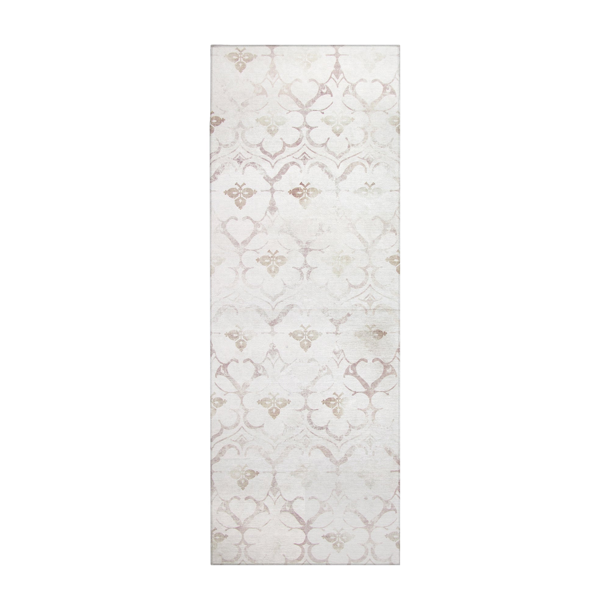 Leilani Damask Ivory Bedroom Washable Rug