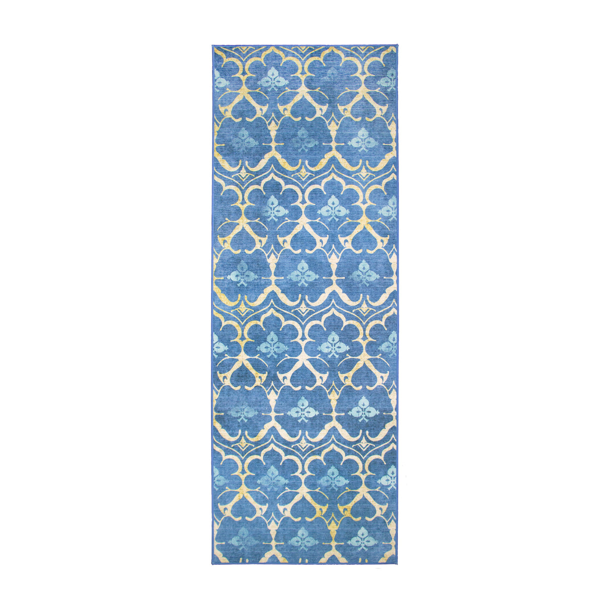 Leilani Damask Blue Washable Rug