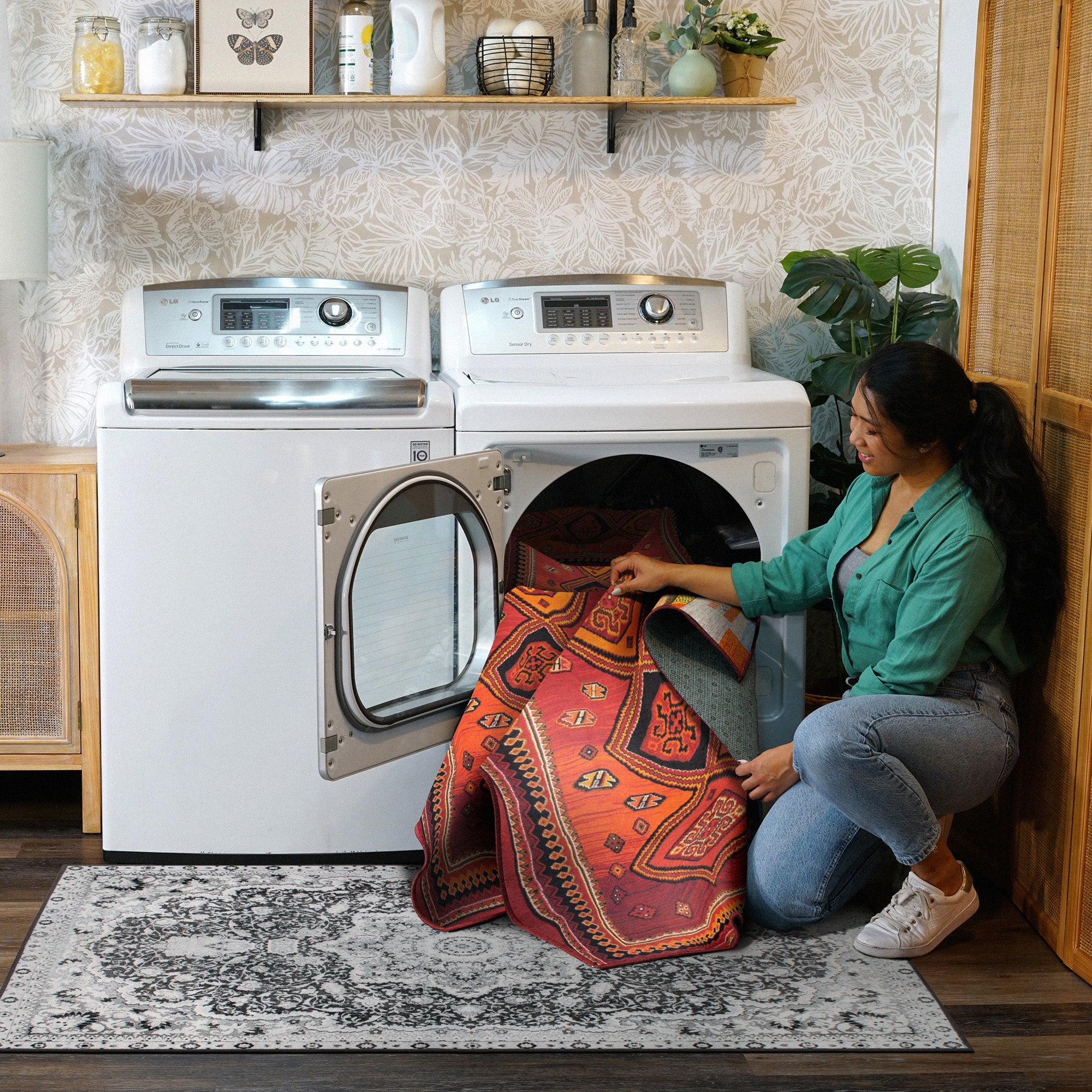 Phoenix Kilim Garnet Kitchen Washable Rug