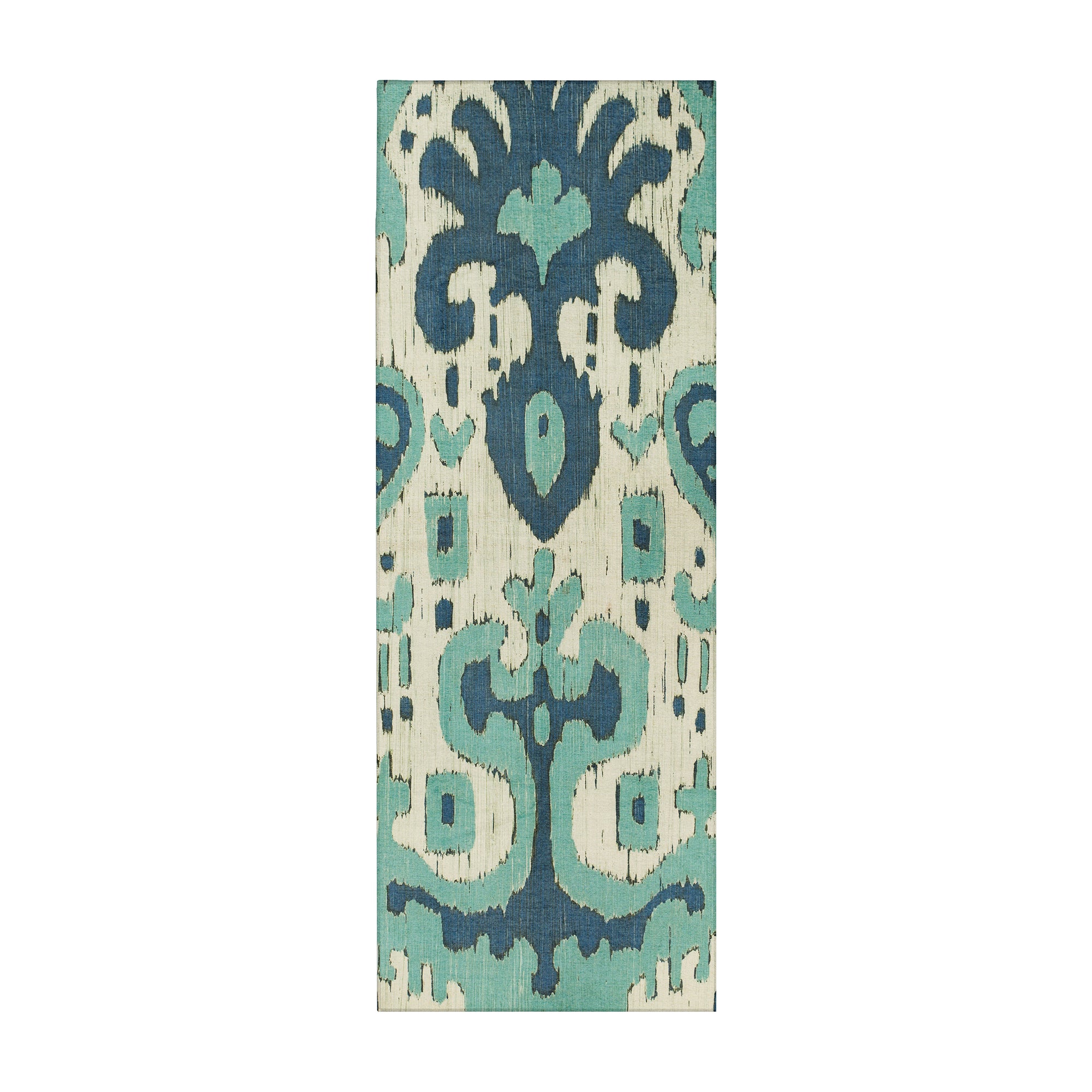 Ochre Ikat Steel Blue Washable Rug