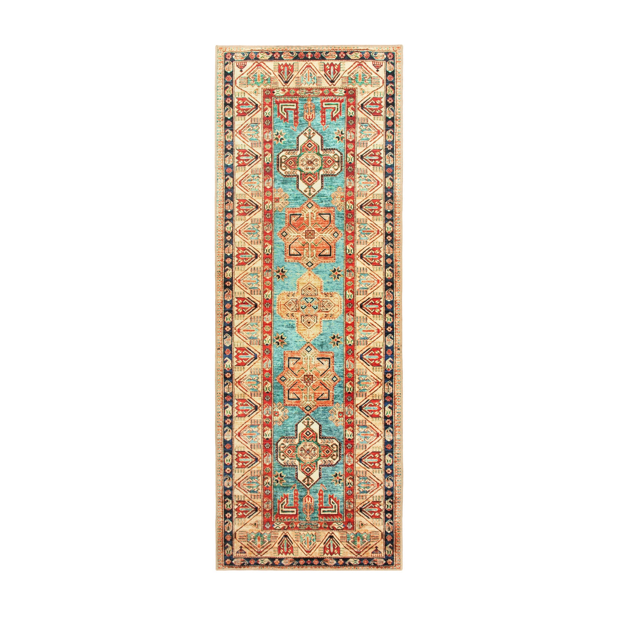 Ottoman Turquoise Bedroom Washble Rug