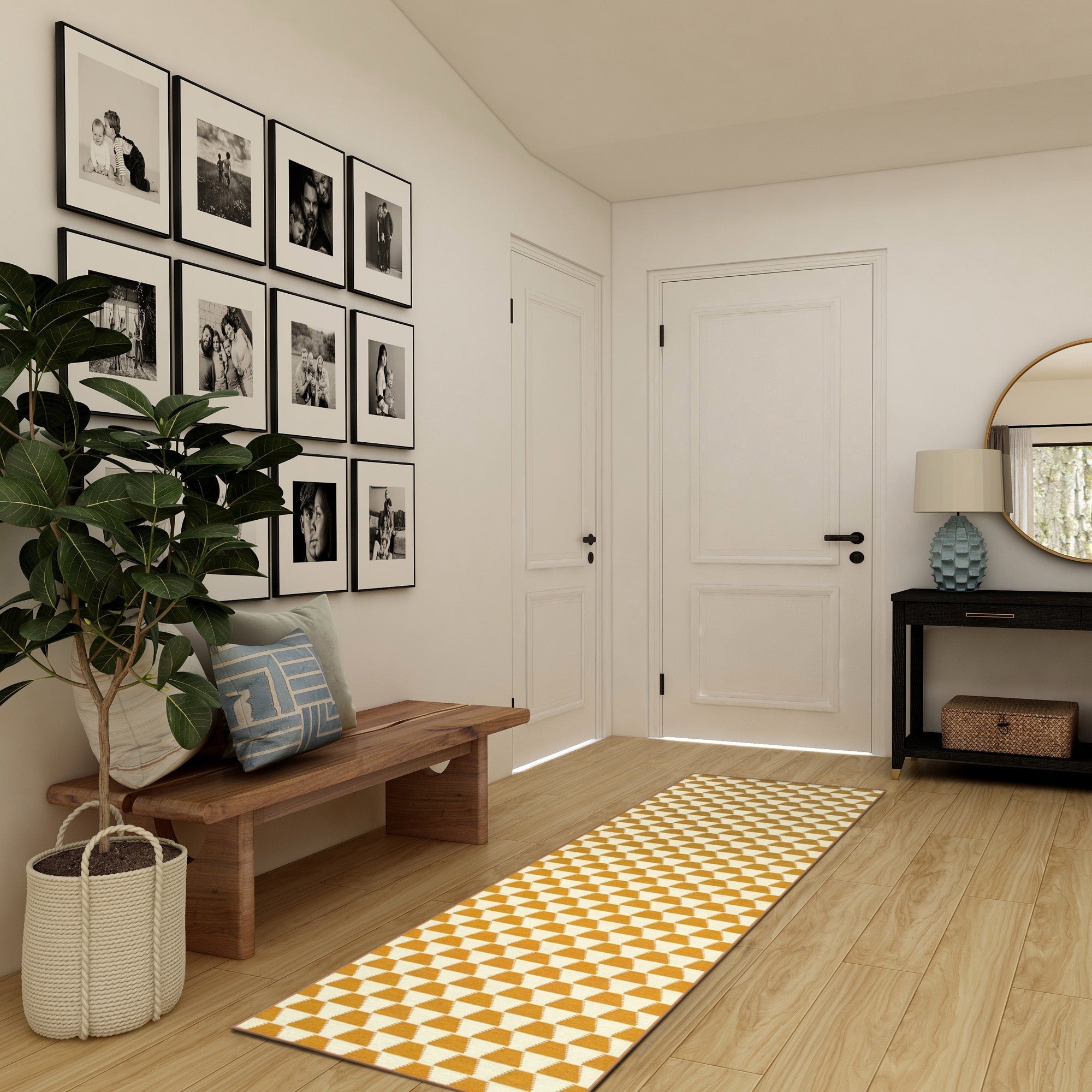 Yanis Yellow Gold Bedroom Washble Rug