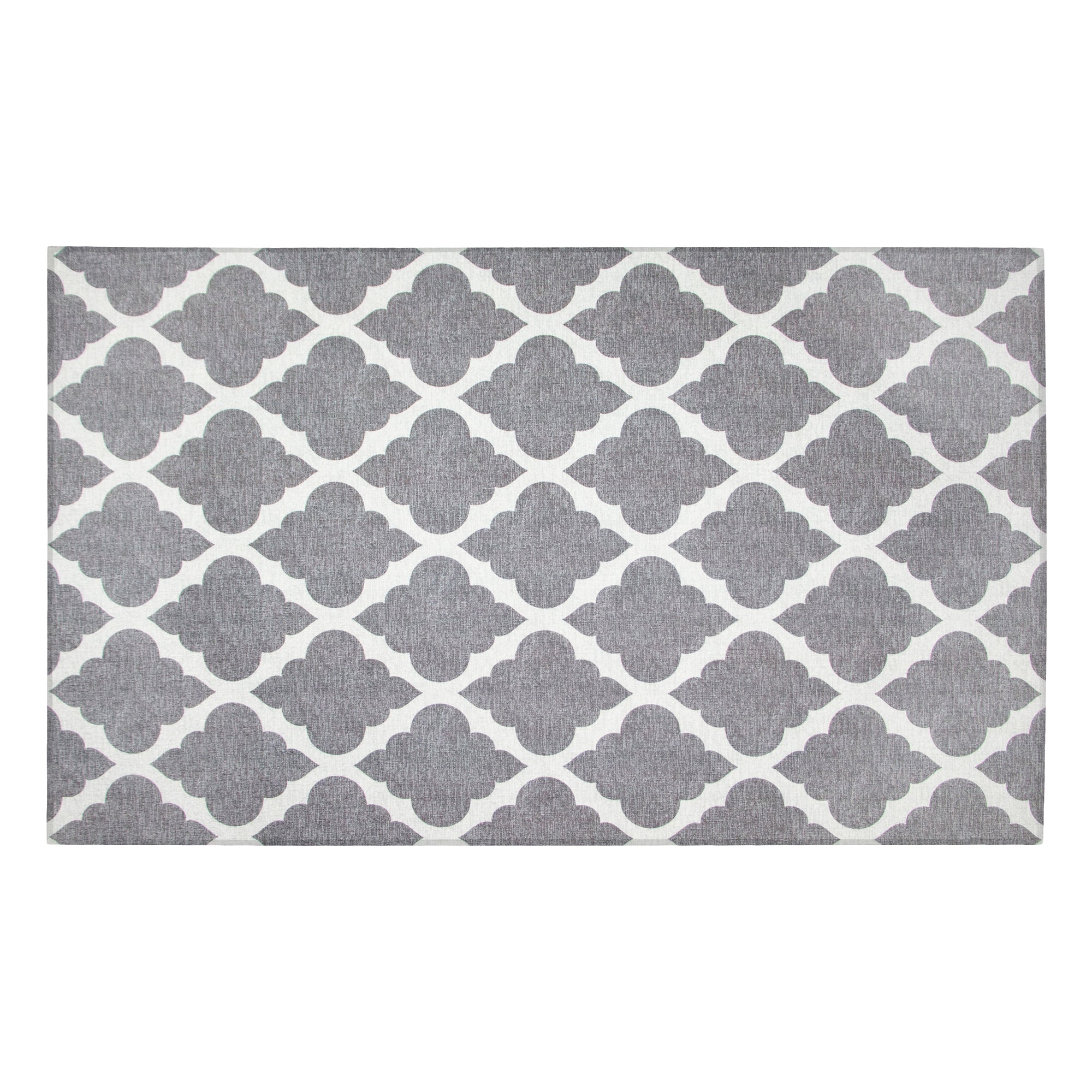 Moroccan Trellis Grey Bathroom Washable Rug