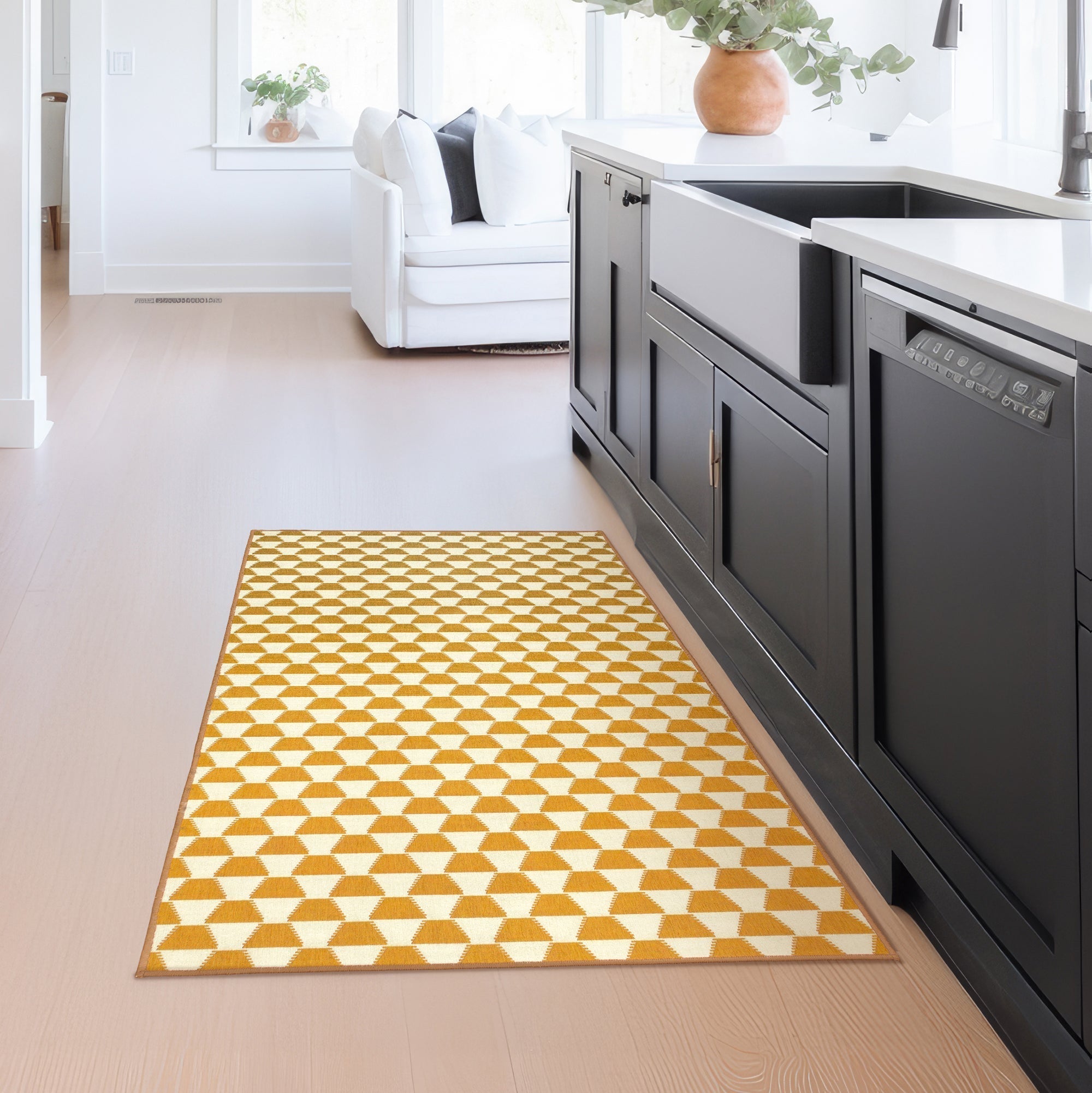 Yanis Yellow Gold Bedroom Washble Rug