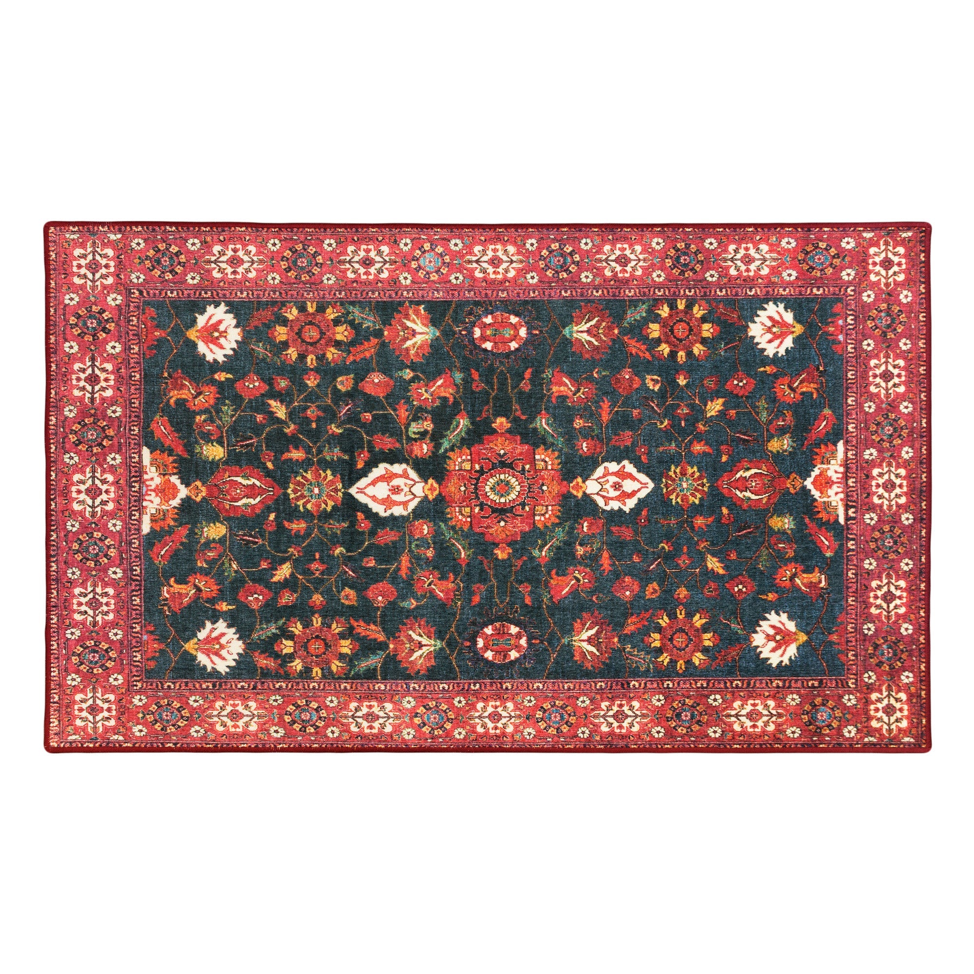 Ramage Indigo Living Room Washable Rug