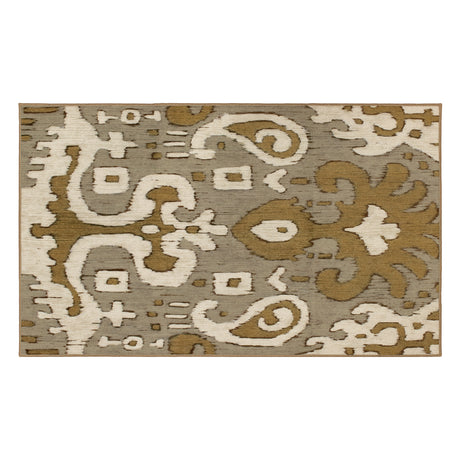 Ochre Ikat Grey Gold Washable Rug