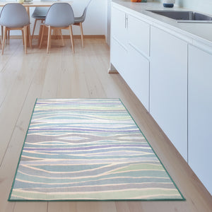 Waves Ocean Blue Washable Rug