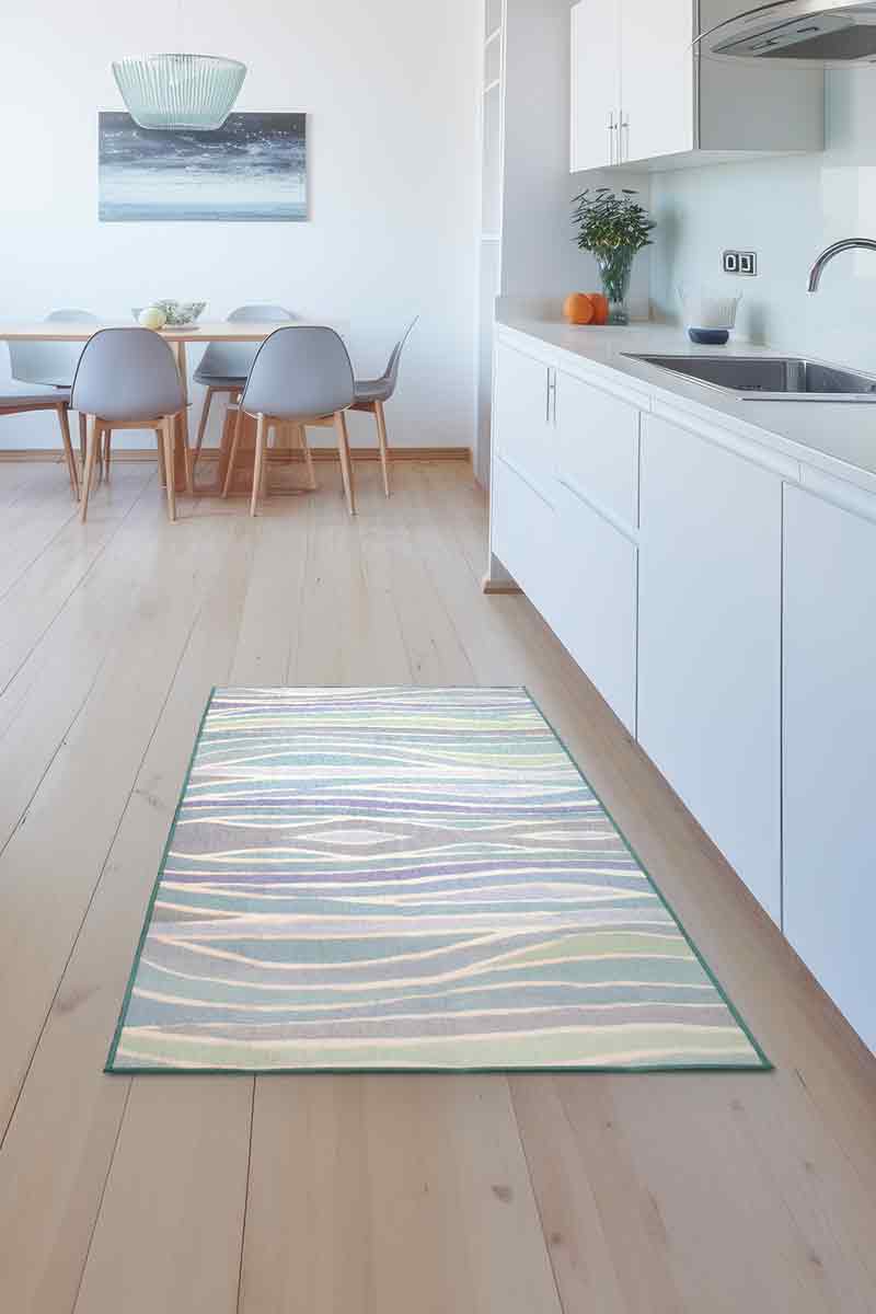 Waves Ocean Blue Washable Rug