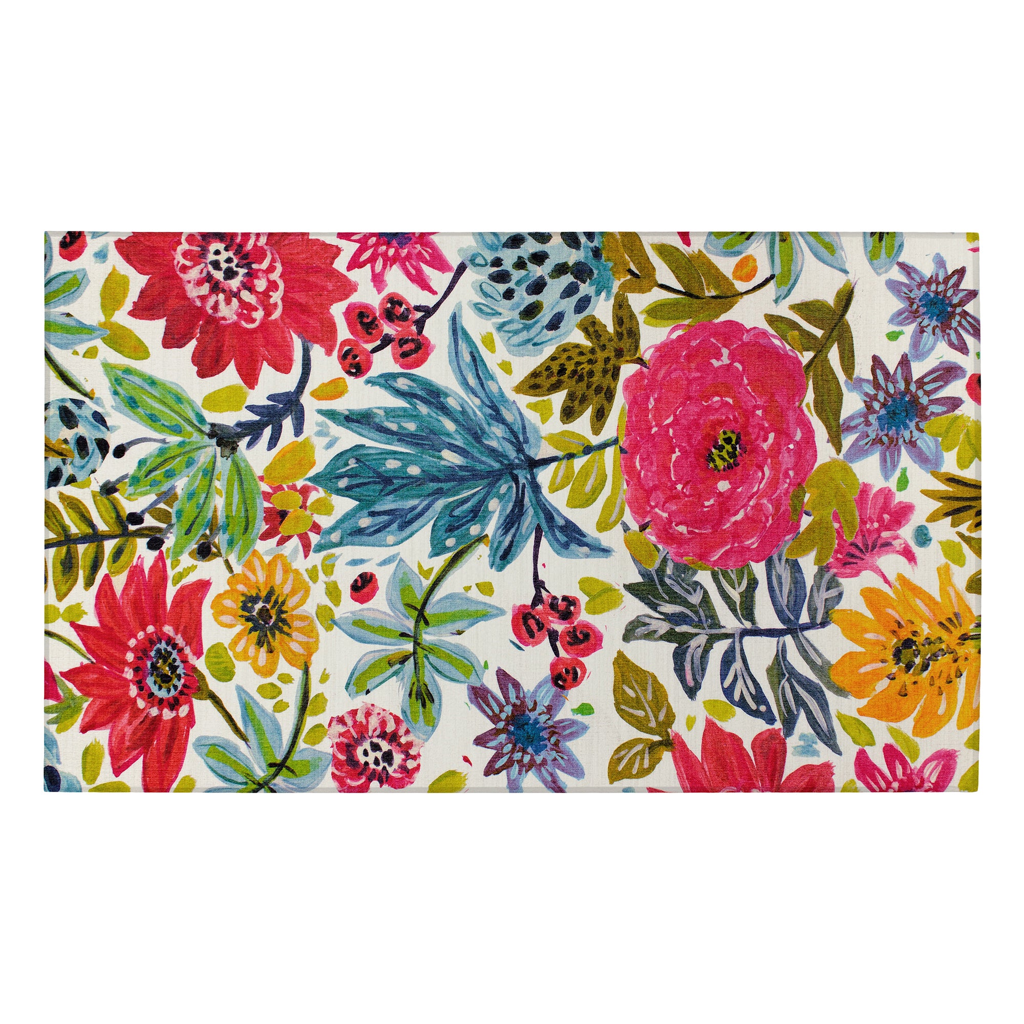 Floral Bloom Multicolor Bedroom Washable Rug