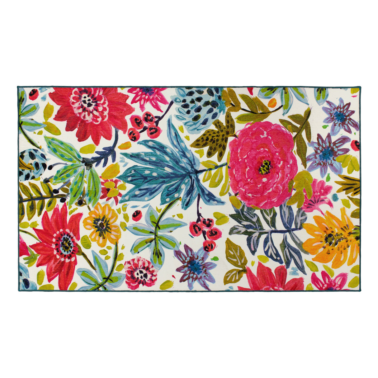 Floral Bloom Multicolor Washable Rug