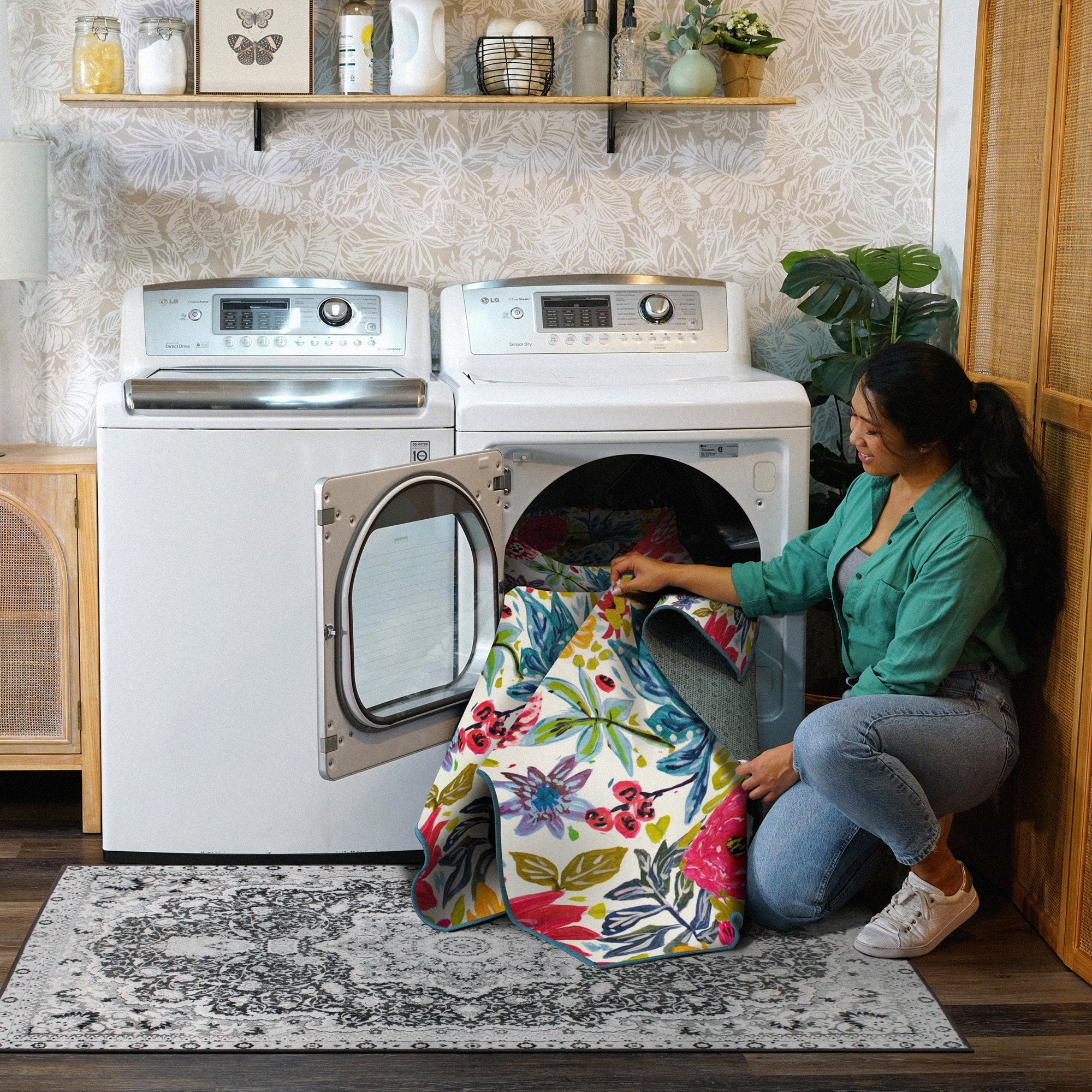 Floral Bloom Multicolor Washable Rug