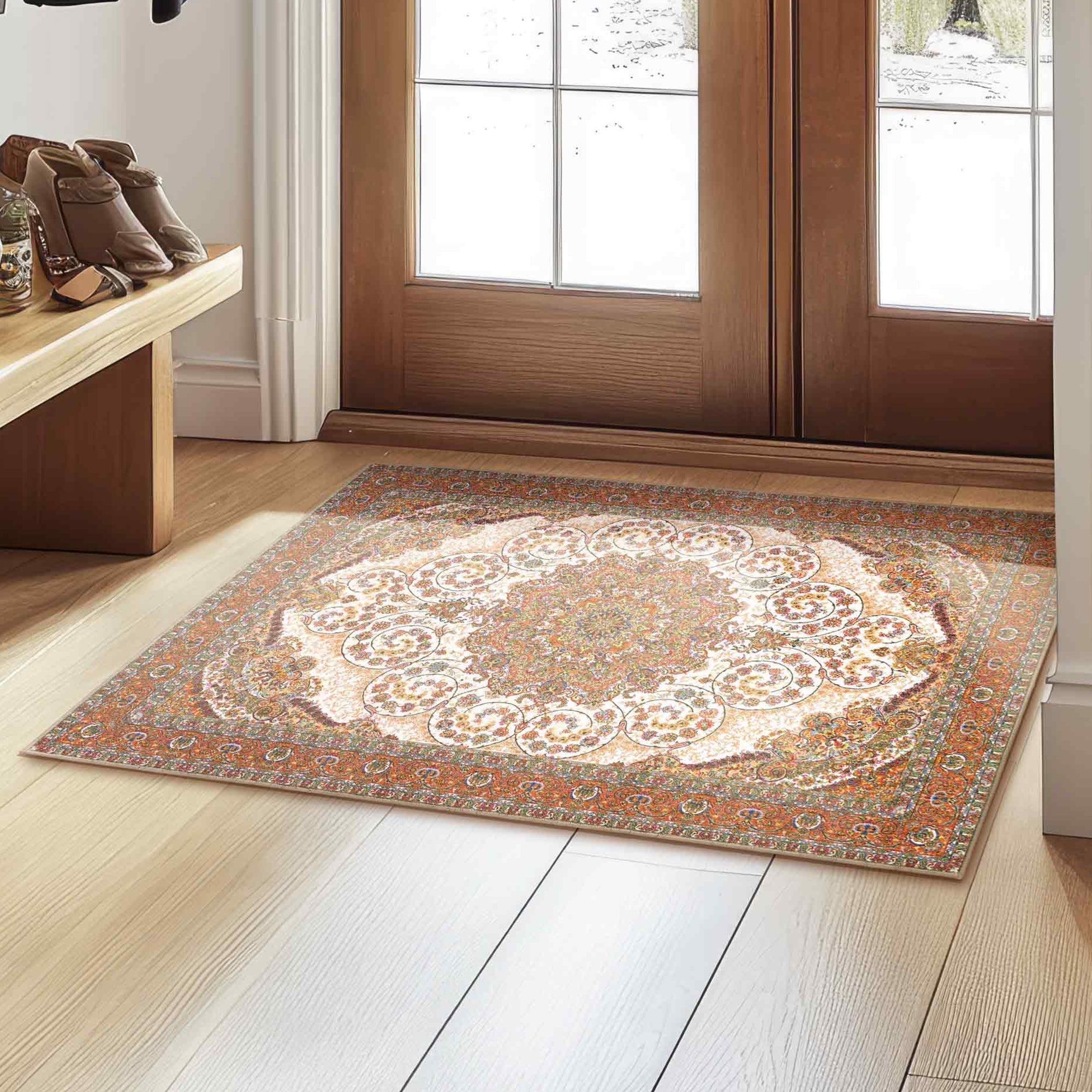 Zahara Amber Bedroom Washble Rug