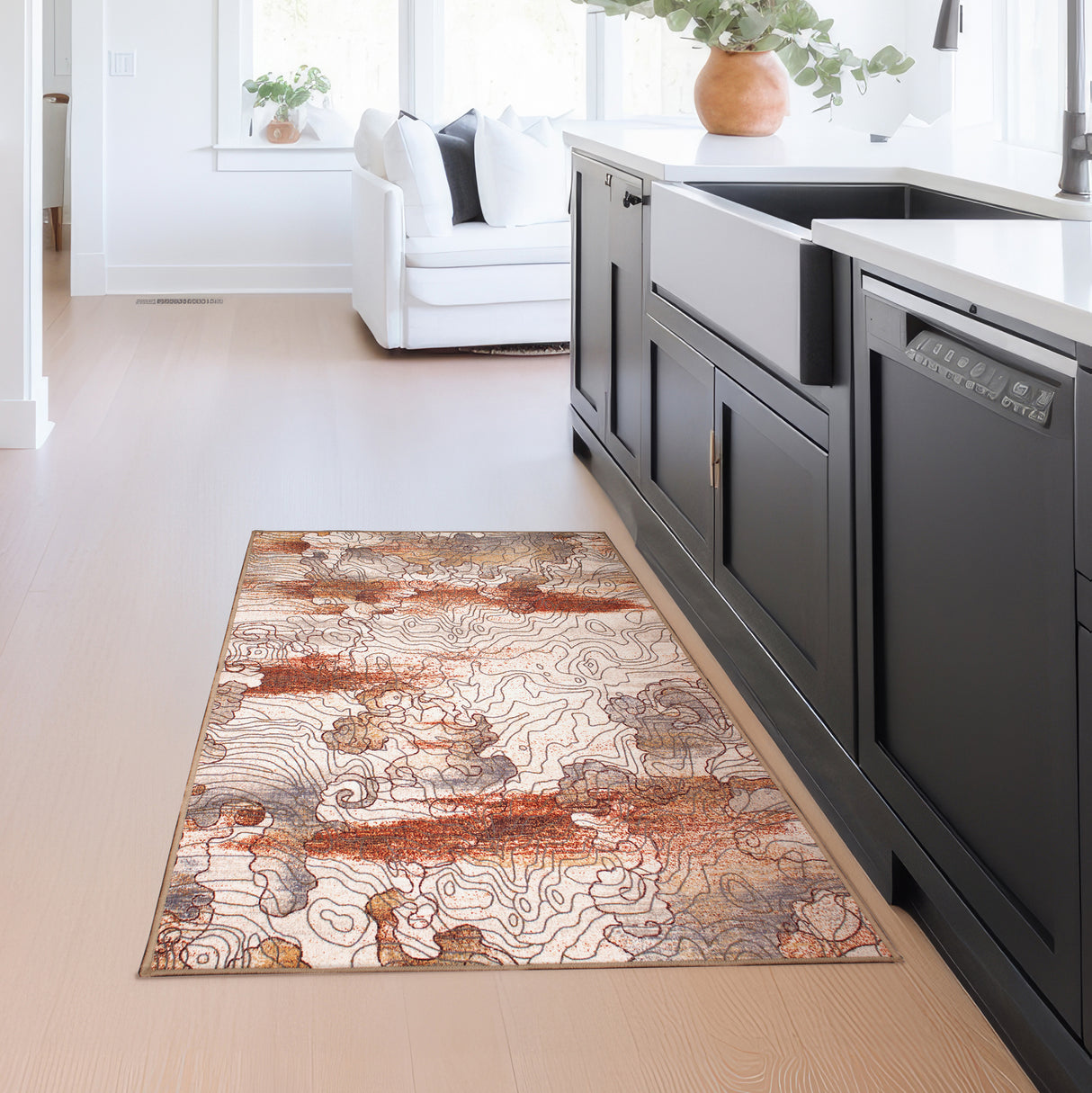 Vienna Abstract Natural Washable Rug