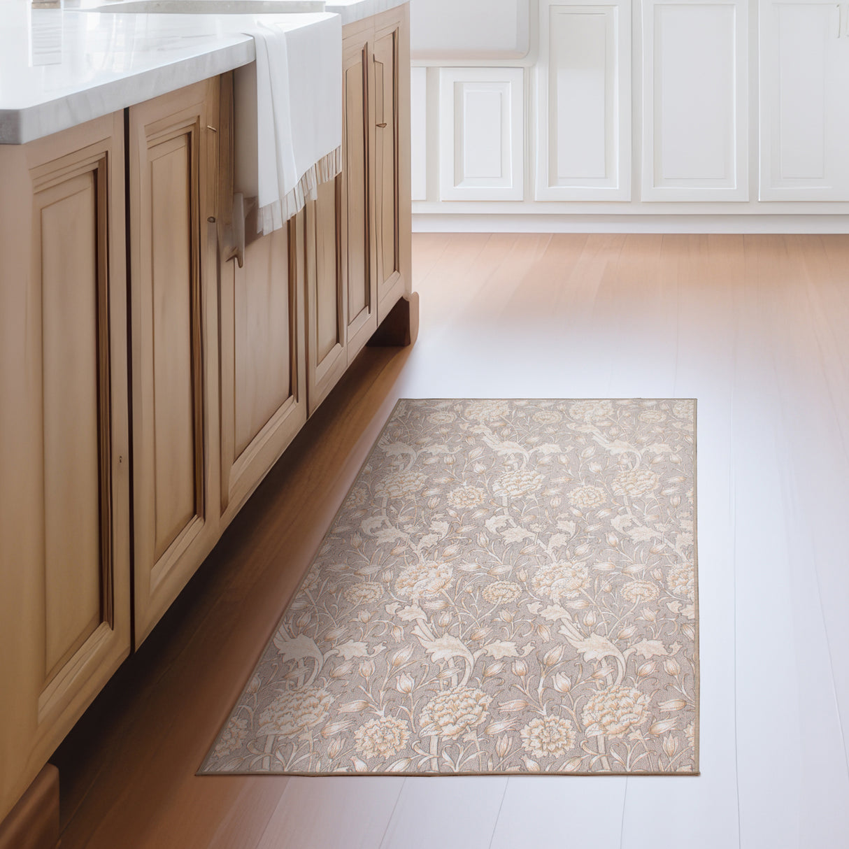 Kalini Floral Natural Washable Rug