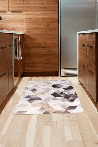 Lattice Geometric Neutral Washable Rug