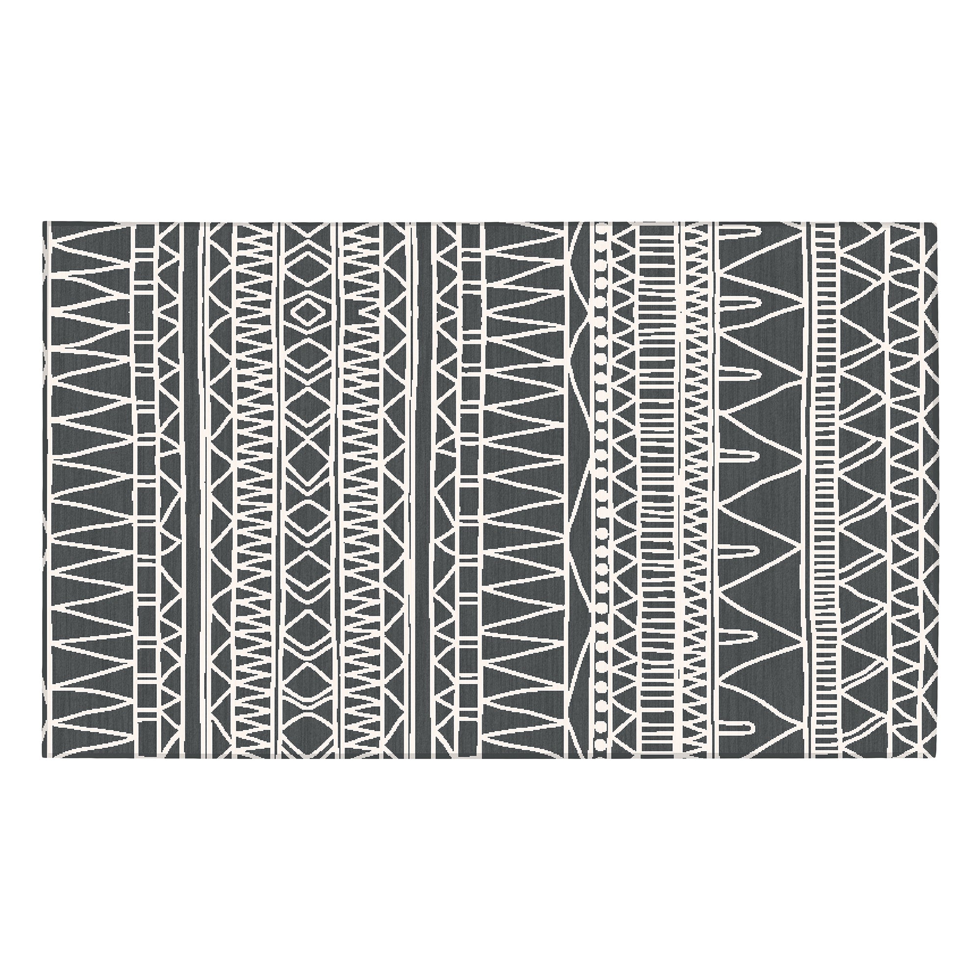 Chelsea Tribal Aztec Dark Grey Bathroom Washable Rug
