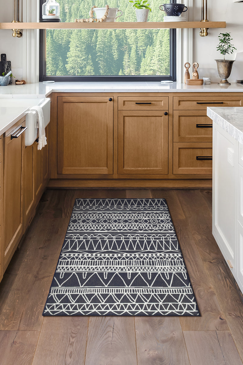 Chelsea Tribal Aztec Dark Grey Washable Rug