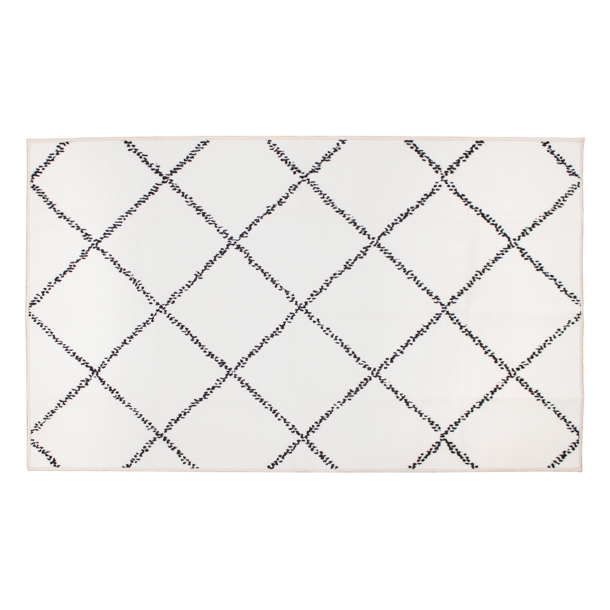 Medina Moroccan Diamond Ivory Kitchen Washable Rug