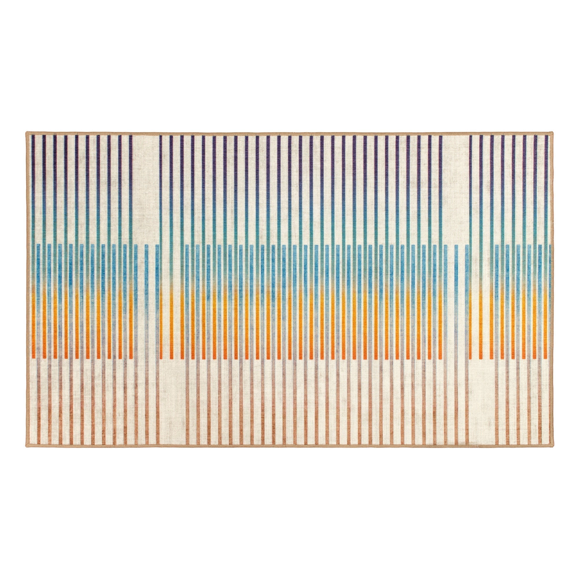 Flux Striped Multicolor Bathroom Washble Rug