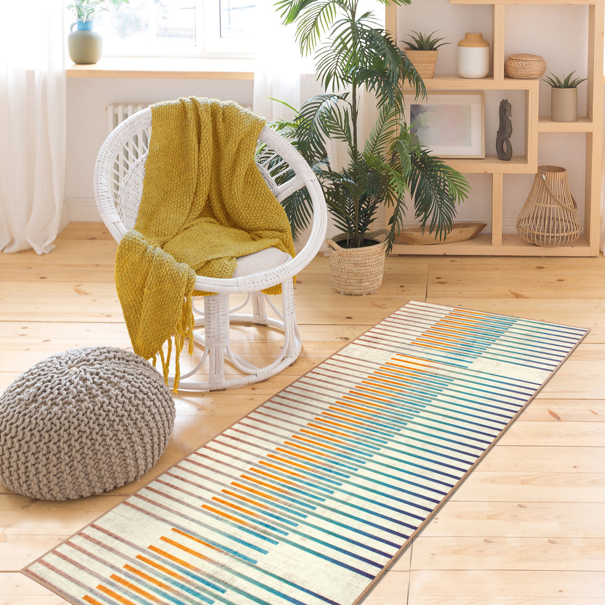 Flux Striped Multicolor Washable Rug