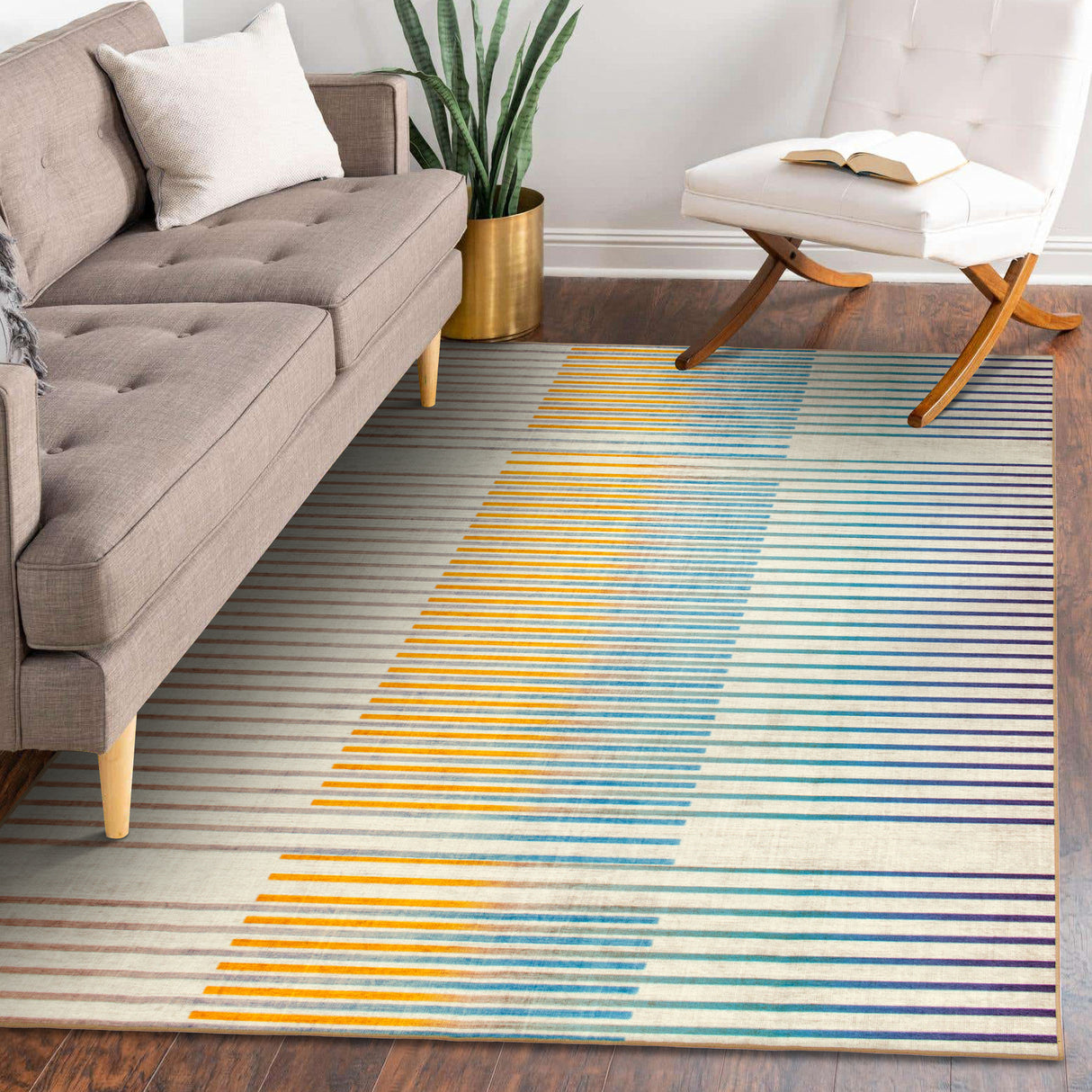 Flux Striped Multicolor Washable Rug