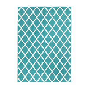 Moroccan Trellis Teal Washable Rug