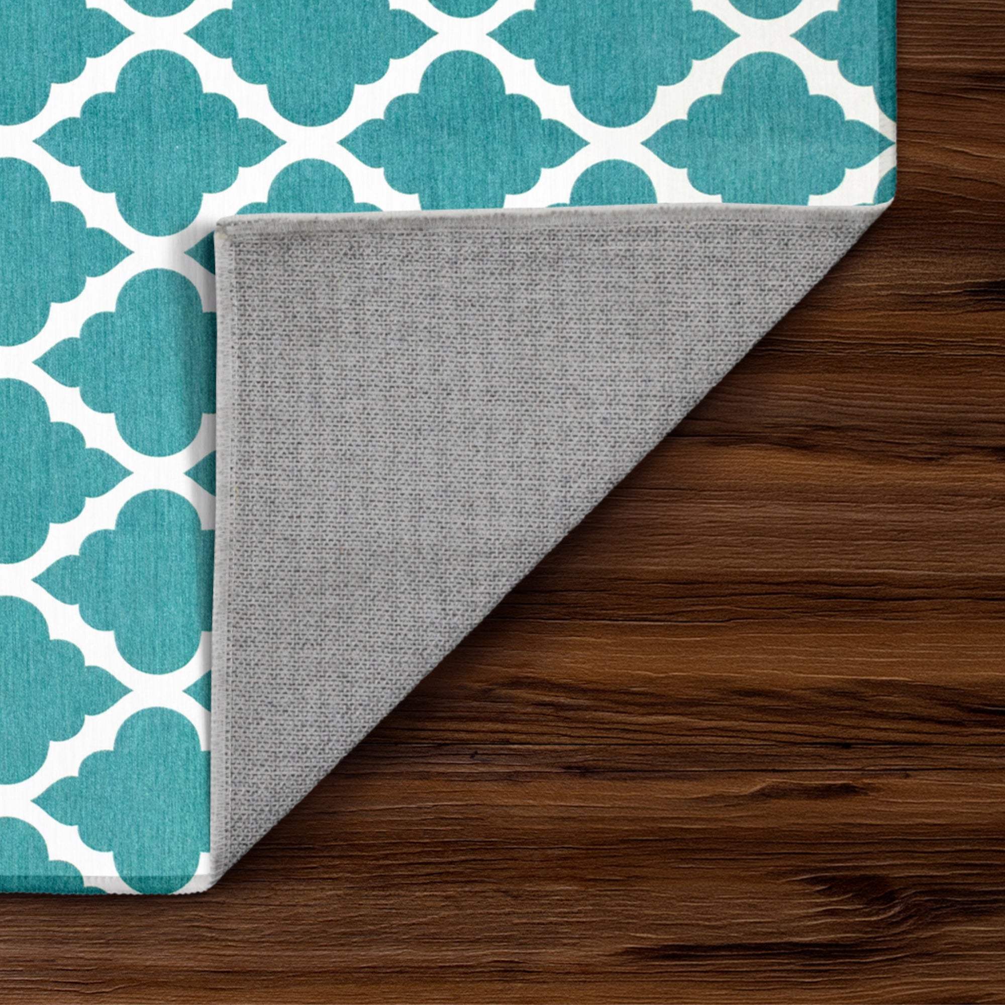 Moroccan Trellis Teal Bedroom Washable Rug