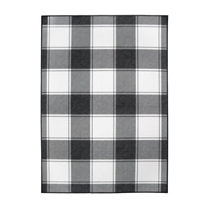 Buffalo Plaid Black and White Washable Rug