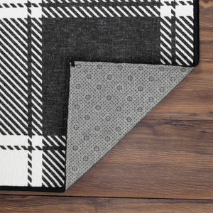 Buffalo Plaid Black and White Washable Rug