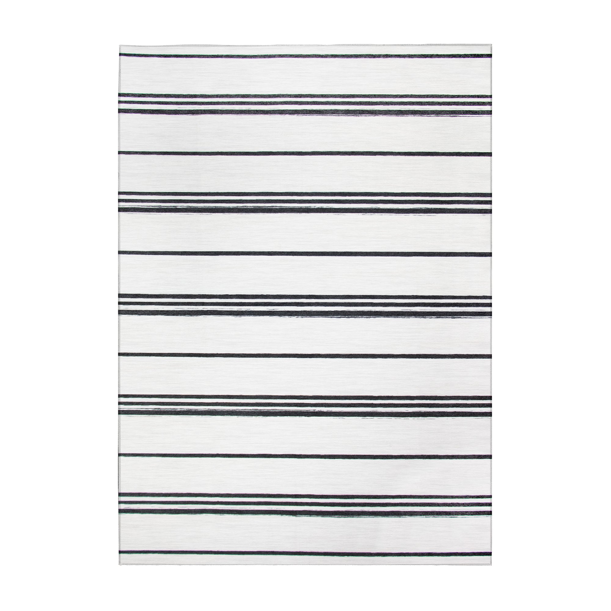Stripe Black and White Living Room Washable Rug